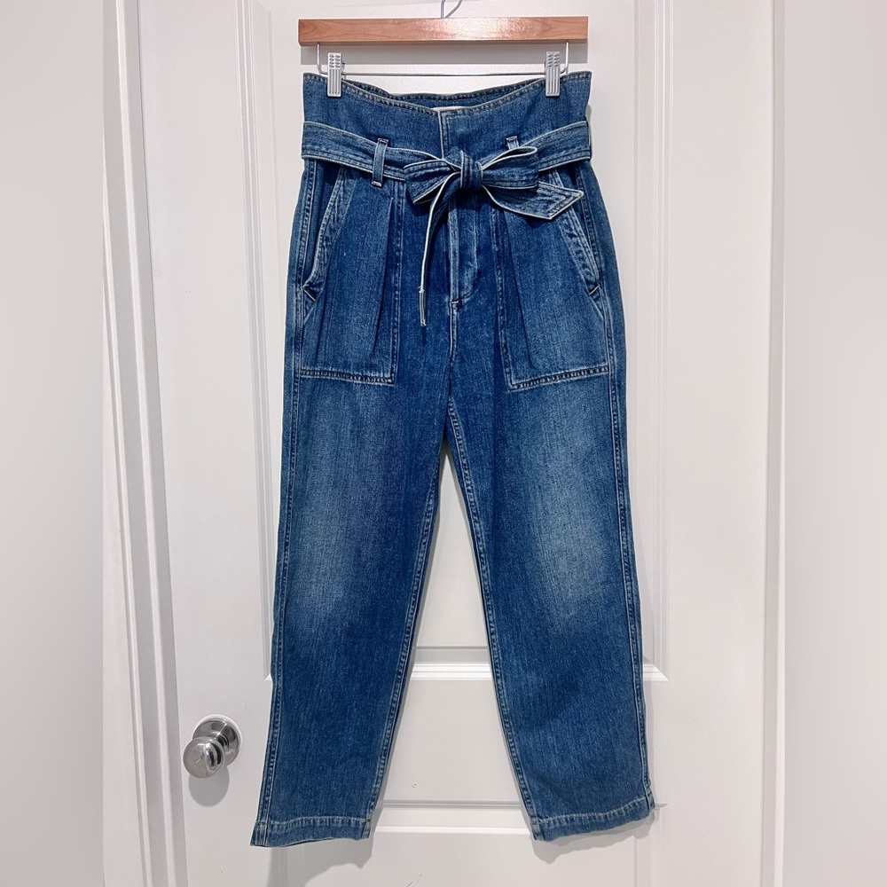 Citizens of Humanity Noelle Ultra High-Rise Belted Cargo Jeans Sz 26 Medium Wash - Picture 2 of 13